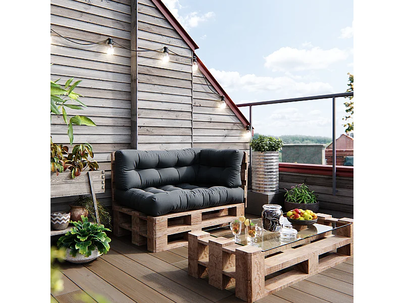 Palettenkissen Set anthrazit 120x15x80 flocken