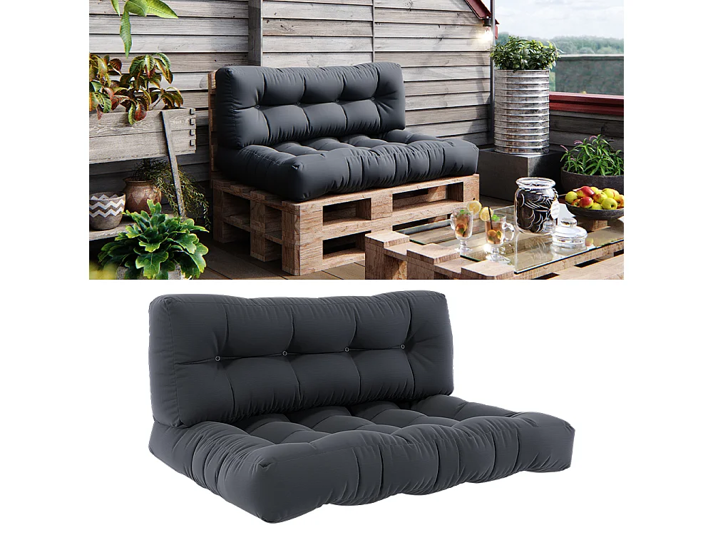 Coussins de palette graphite 120x15x80 flocken