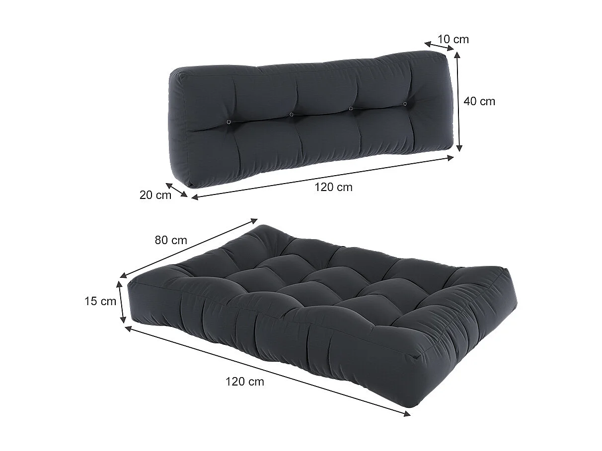 Coussins de palette graphite 120x15x80 flocken