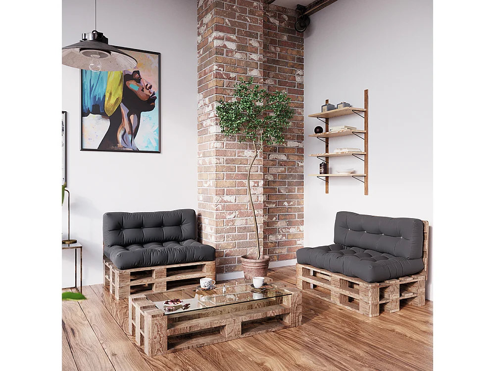 Coussins de palette graphite 120x15x80 flocken