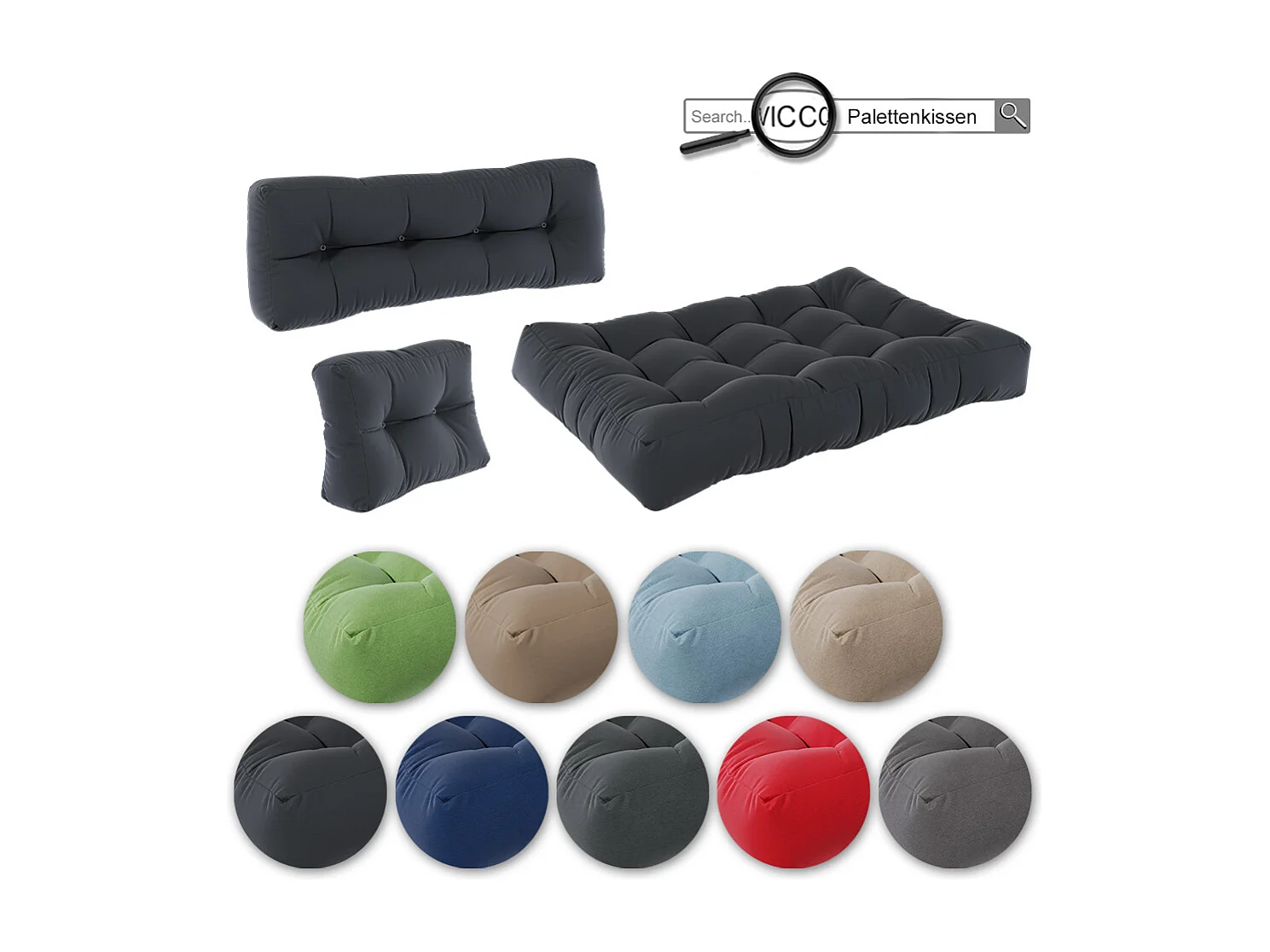 Coussins de palette graphite 120x15x80 flocken
