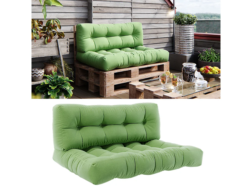 Pallet cushion set green 120x15x80 flocken