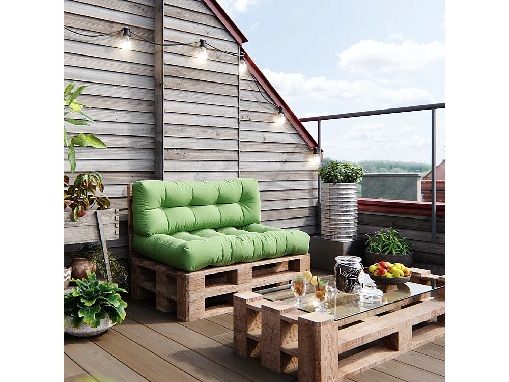Pallet cushion set green 120x15x80 flocken