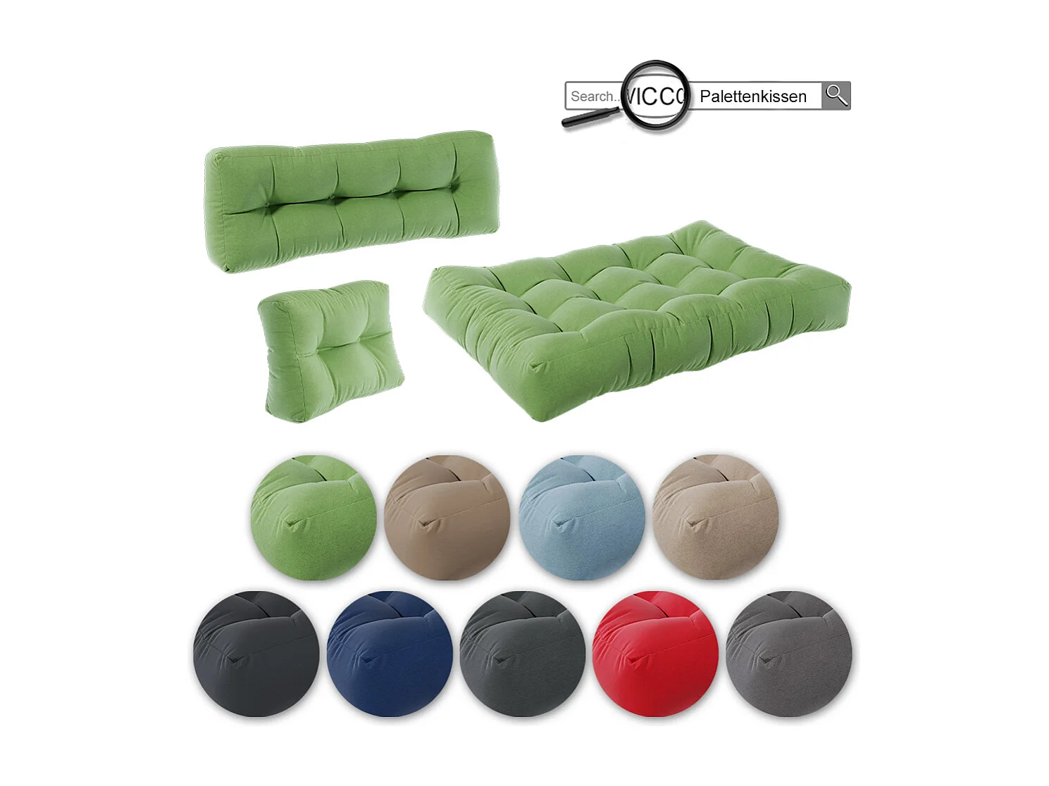 Pallet cushion set green 120x15x80 flocken
