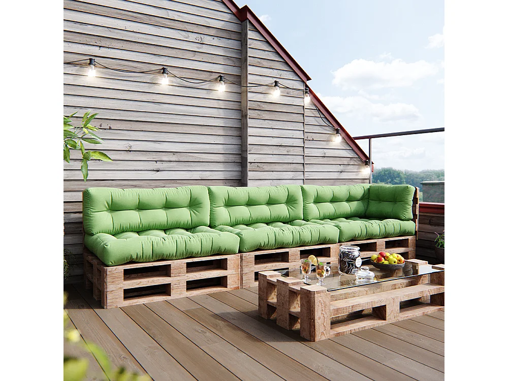 Set di cuscini per pallet verde 120x80x15 flocken