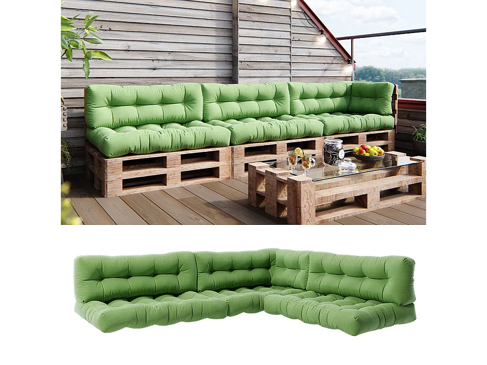 Set di cuscini per pallet verde 120x80x15 flocken