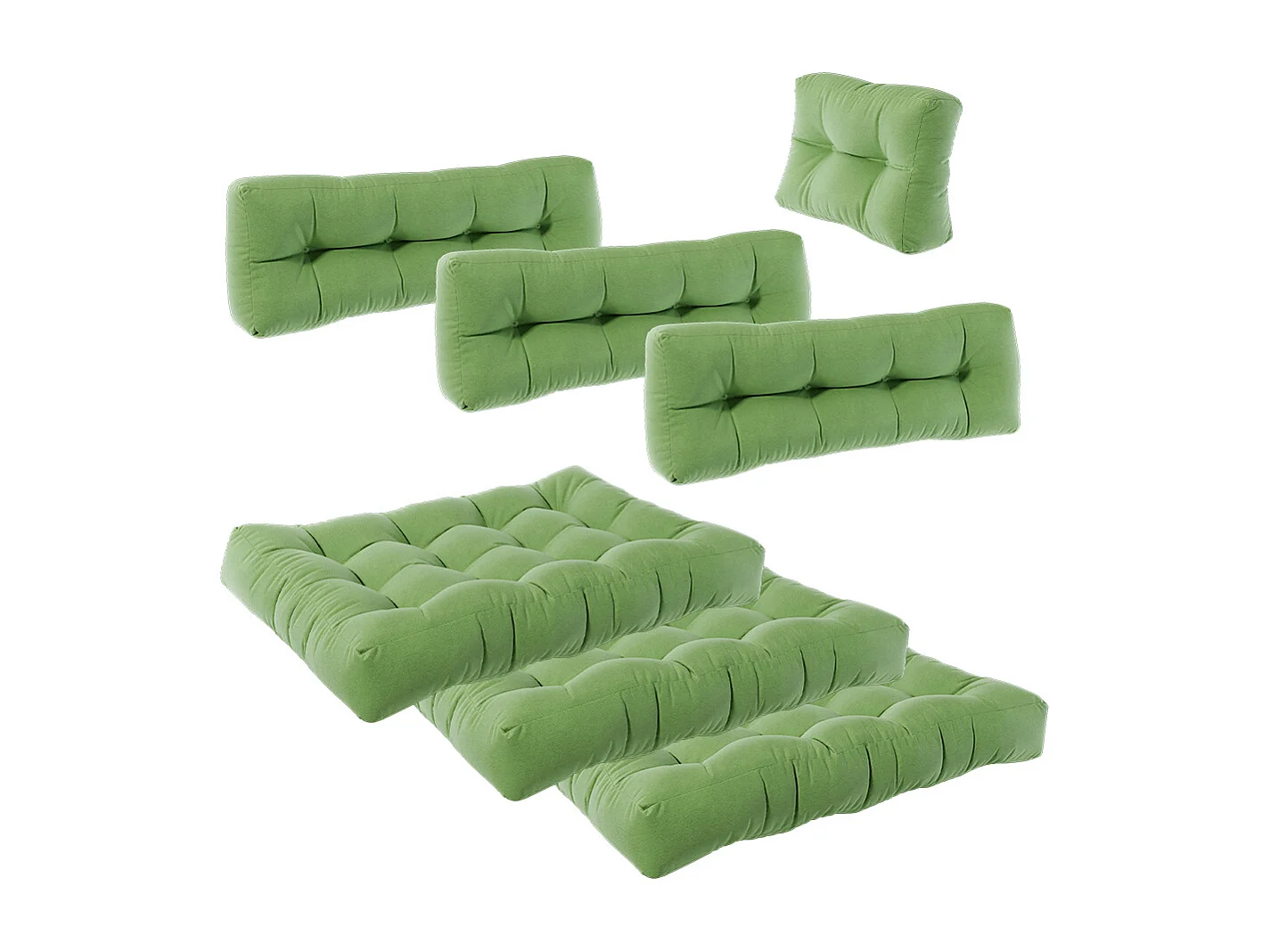 Conjunto de almofadas de paletes verde 120x80x15 flocken