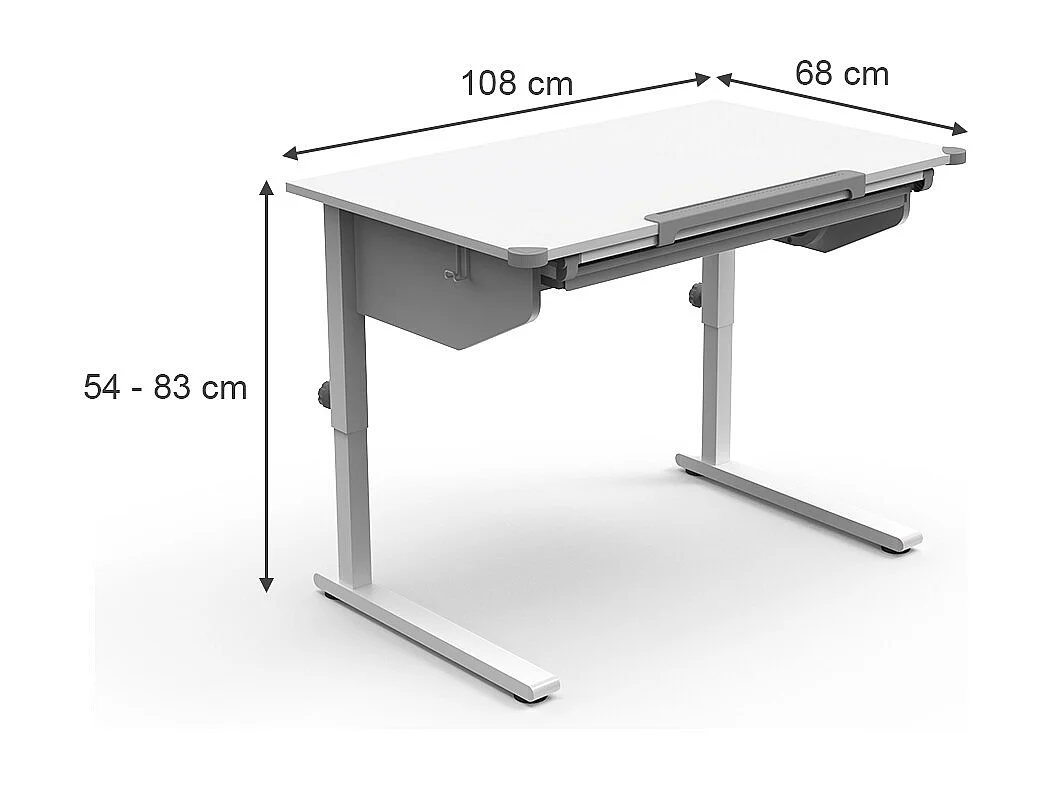Kinderschreibtisch weiß 108x68x83.5 arc