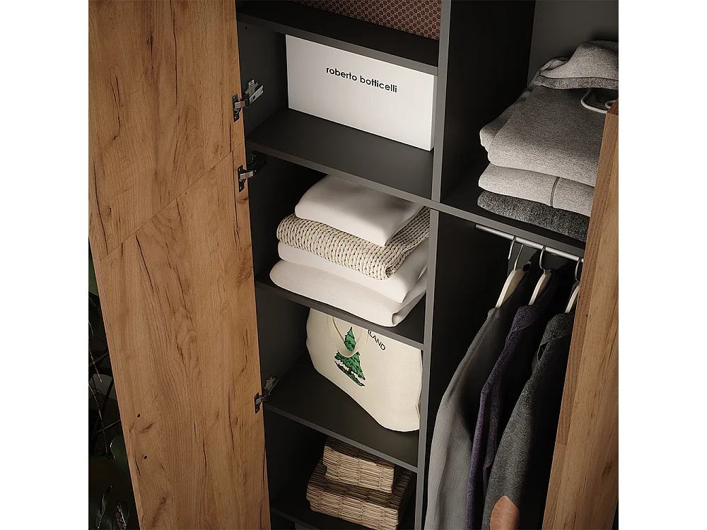 Armoire universelle anthracite/chêne doré 80x37x241.2 ingo