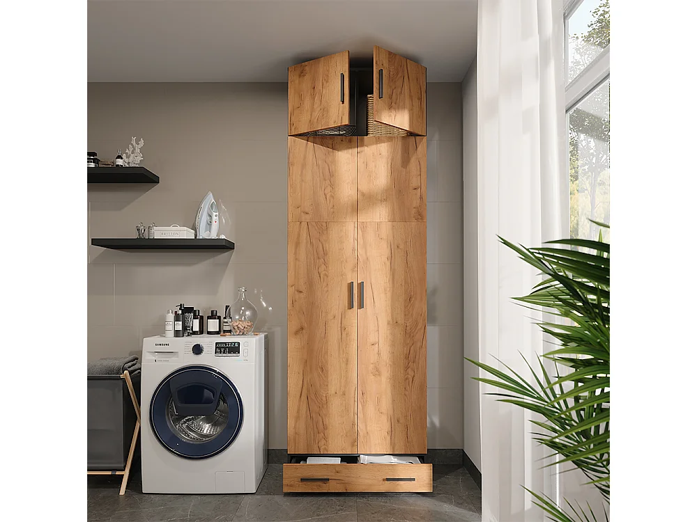 Armoire universelle anthracite/chêne doré 80x37x241.2 ingo