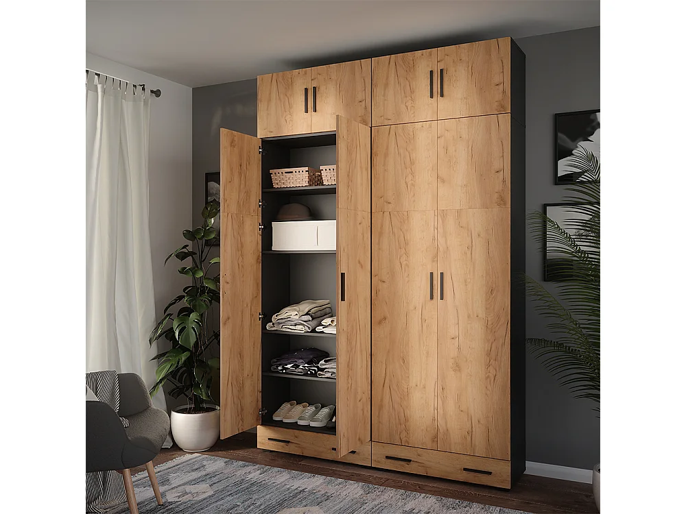 Armoire universelle anthracite/chêne doré 80x37x241.2 ingo