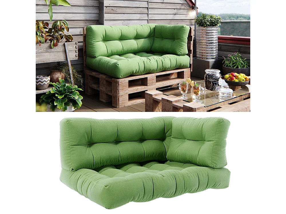 Pallet cushion set green 120x15x80 flocken