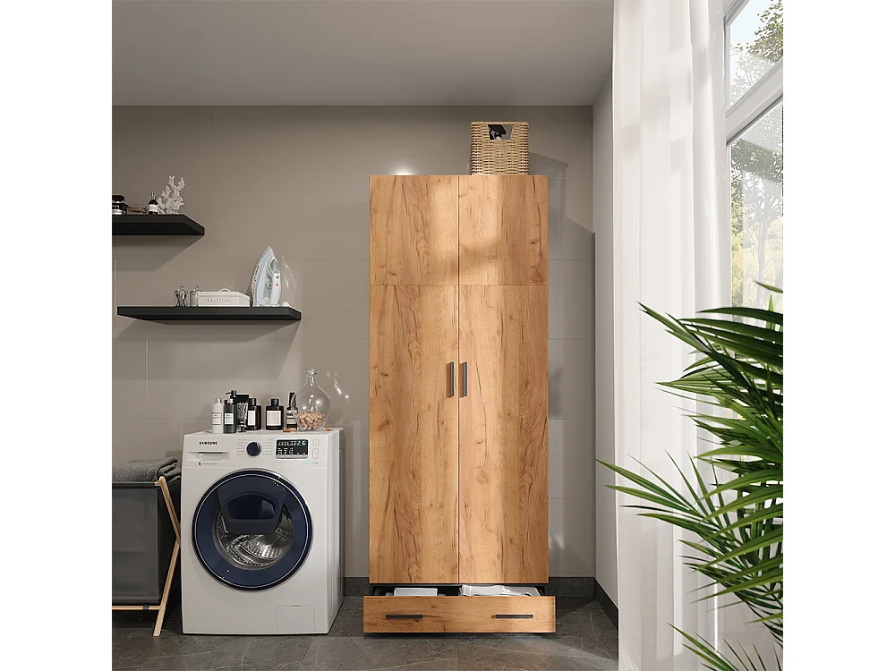 Armoire universelle anthracite/chêne doré 80x37x201.2 ingo