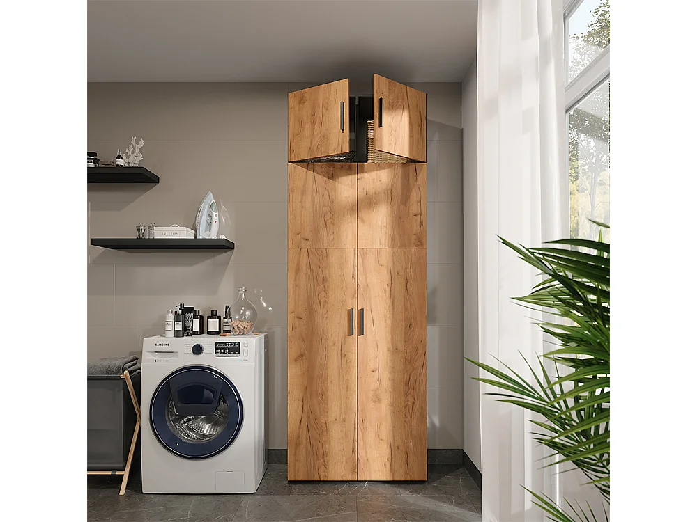 Armoire universelle anthracite/chêne doré 80x37x223.8 ingo