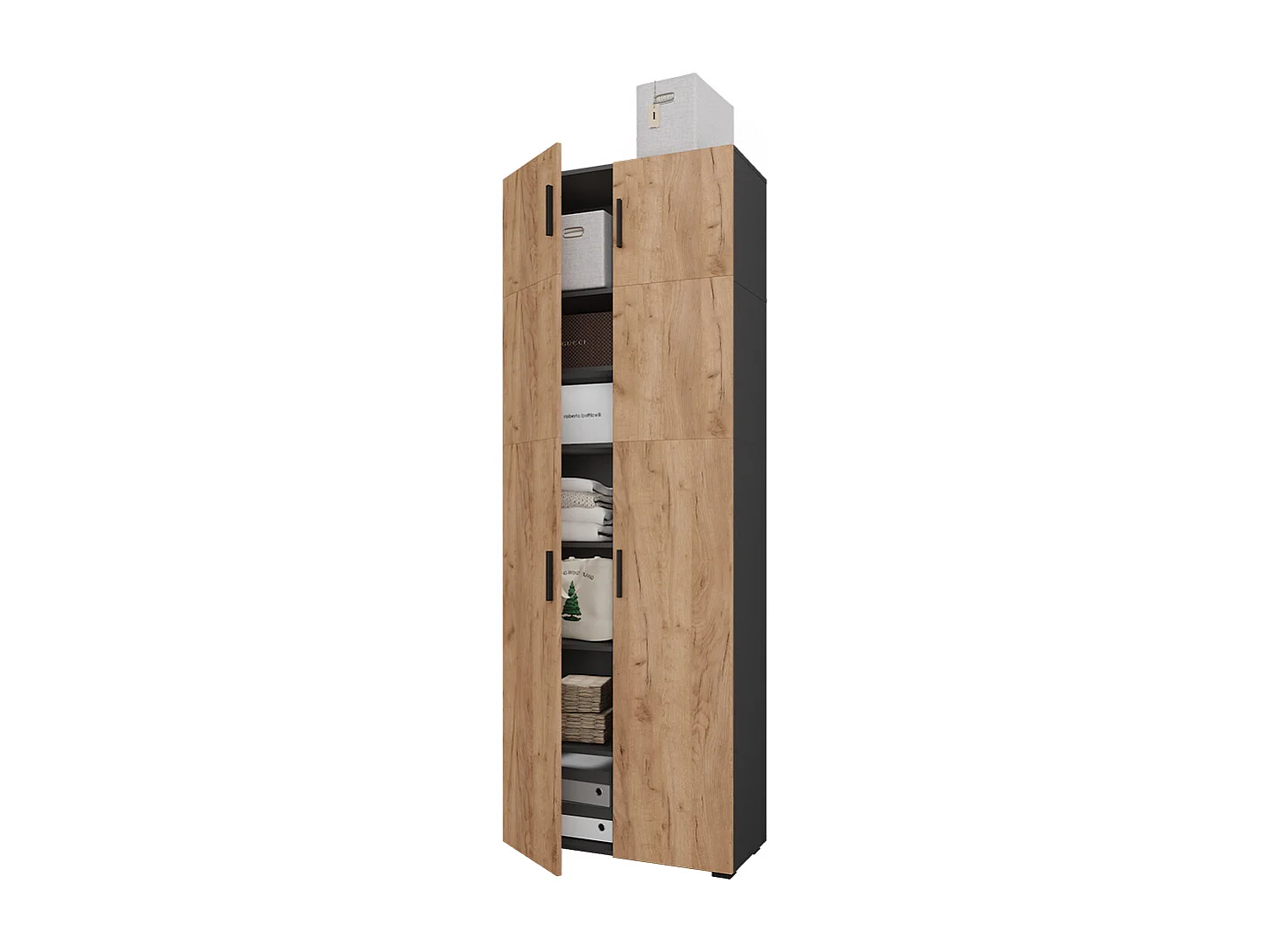 Armoire universelle anthracite/chêne doré 80x37x223.8 ingo