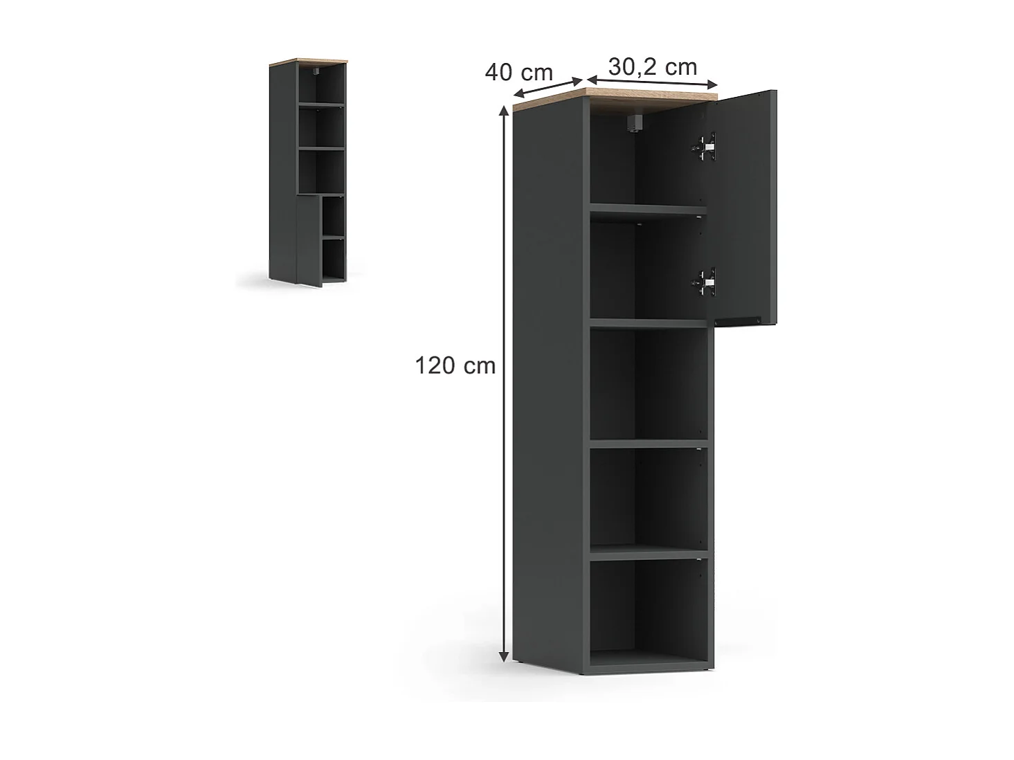 Armadio universale antracite/sonoma 30.2x40x120 wido