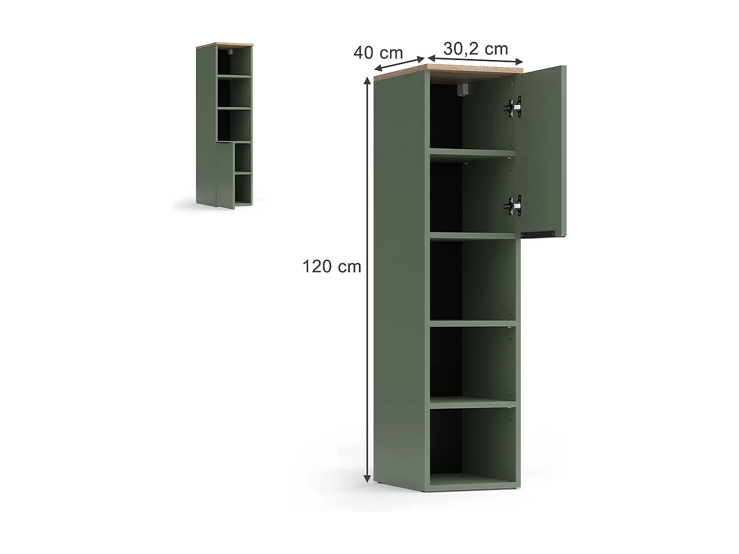 Universalschrank grün 30.2x40x120 wido