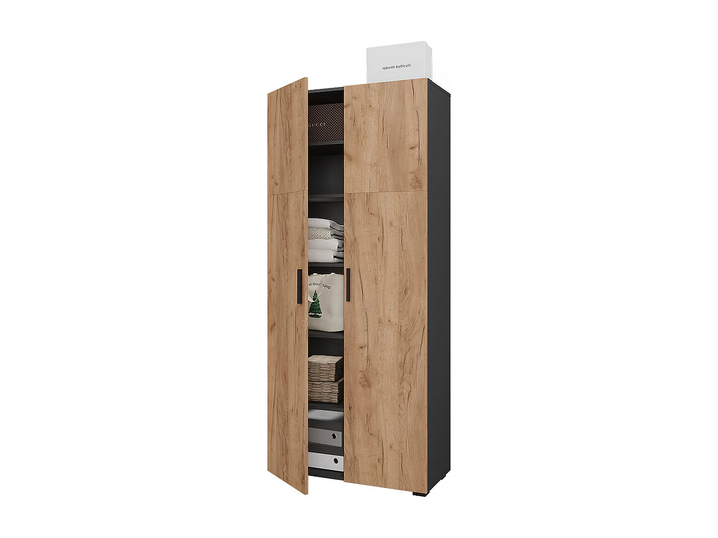 Armoire universelle anthracite/chêne doré 80x37x183.8 ingo