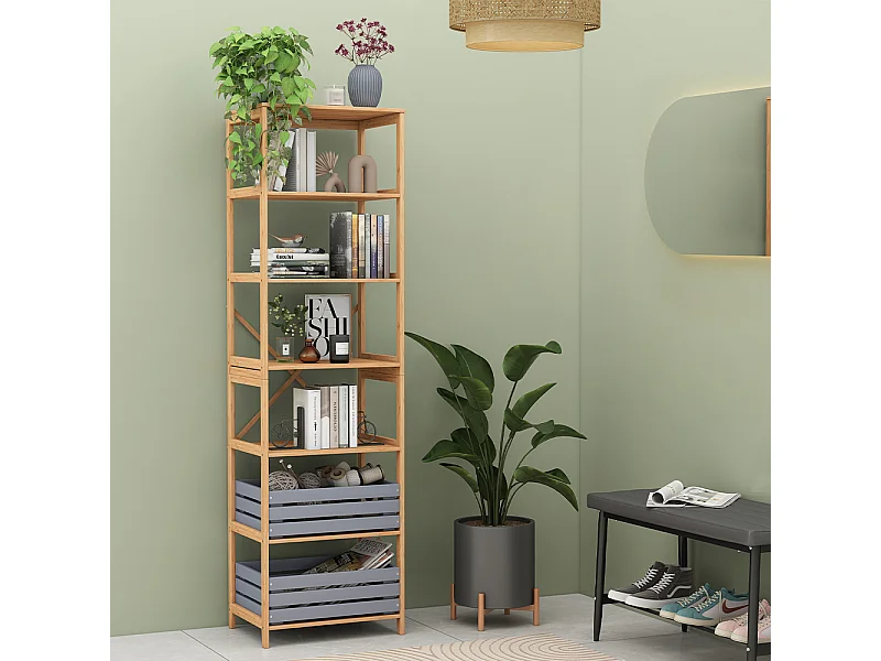 Bücherregal bambus 48.3x35.5x166.5 novaro