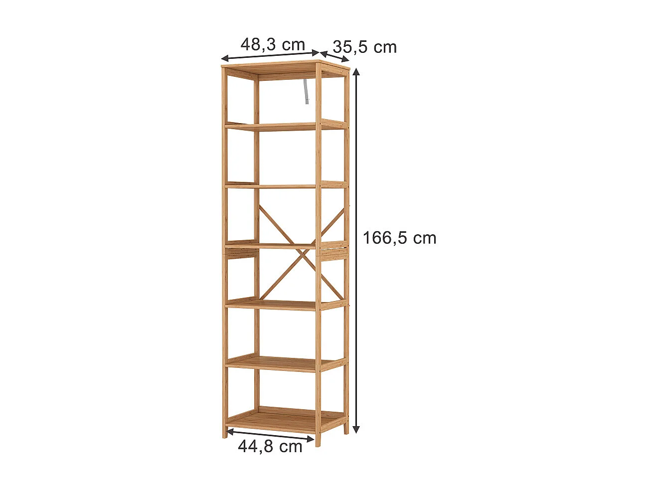 Bücherregal bambus 48.3x35.5x166.5 novaro