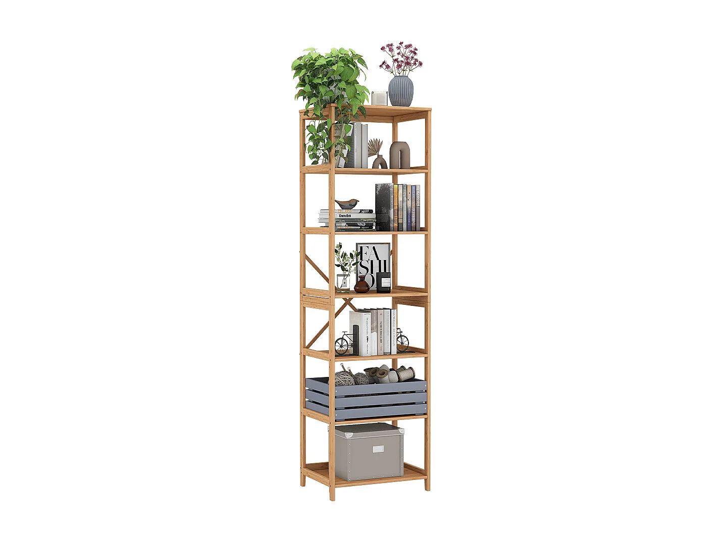 Bücherregal bambus 48.3x35.5x166.5 novaro