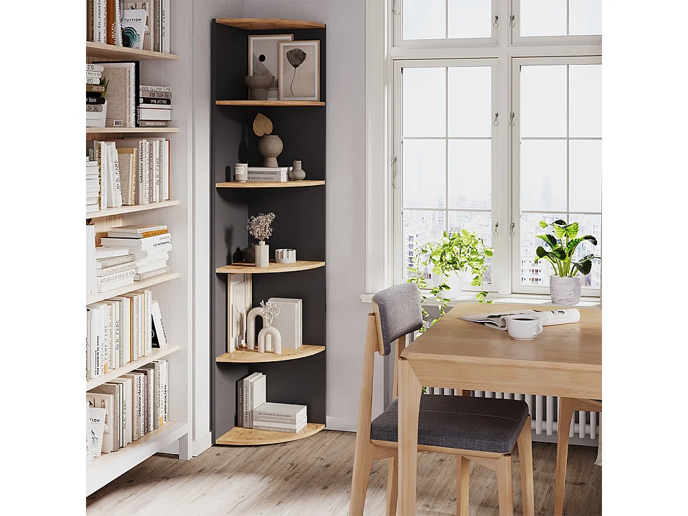 Étagère dangle anthracite/chêne doré 40x40x180 ecki