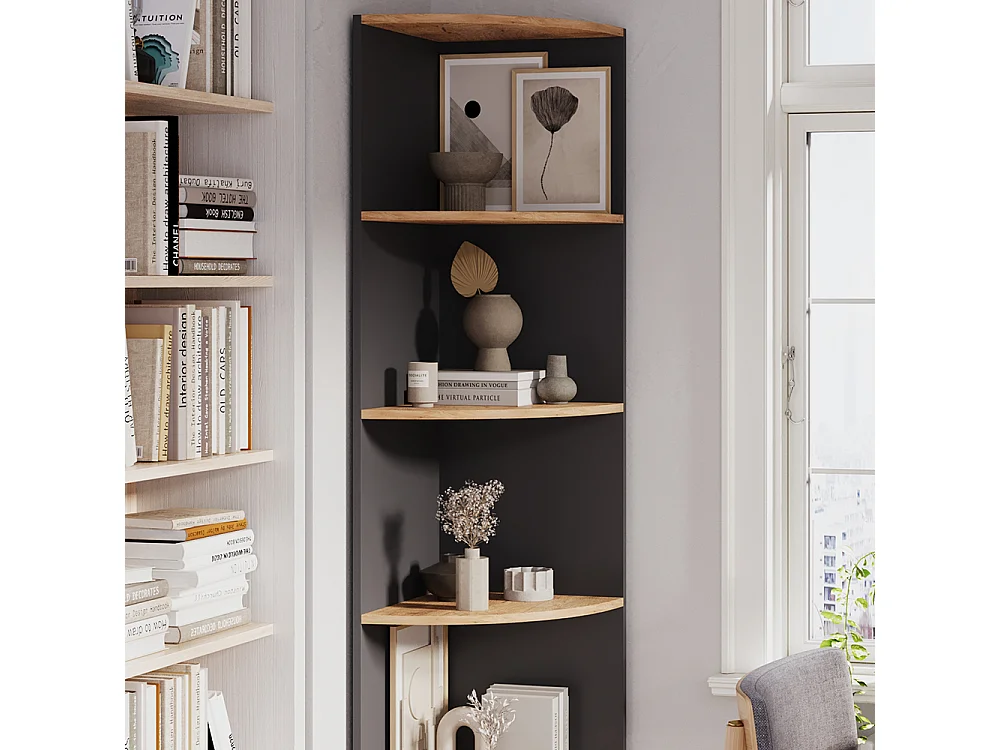 Étagère dangle anthracite/chêne doré 40x40x180 ecki