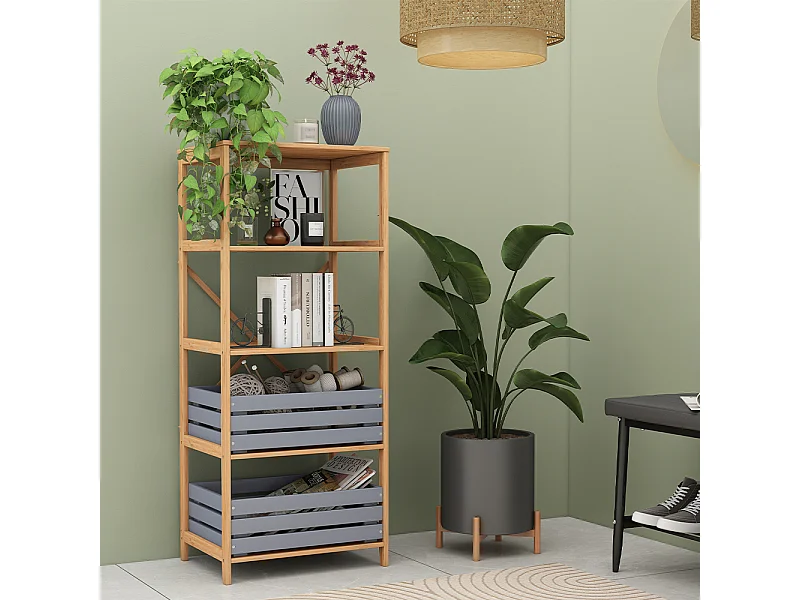 Bücherregal bambus 48.3x35.5x114 novaro