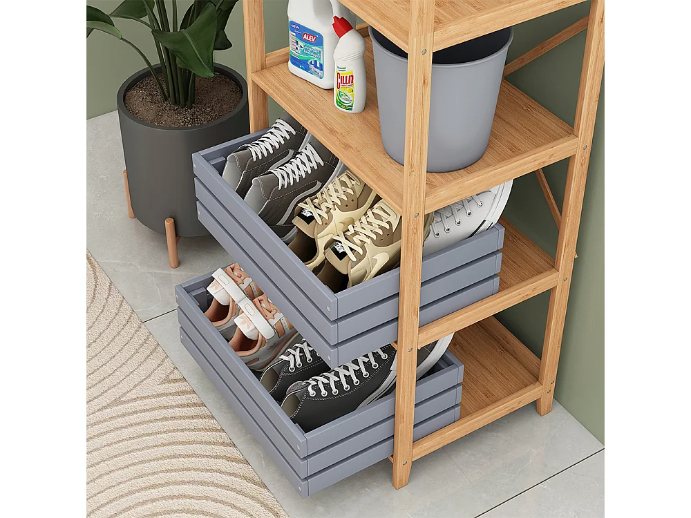 Étagère à livres bambou 48.3x35.5x114 novaro