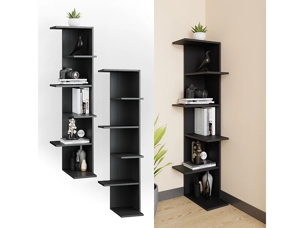 Corner shelf anthracite 37x37x140.1 tera
