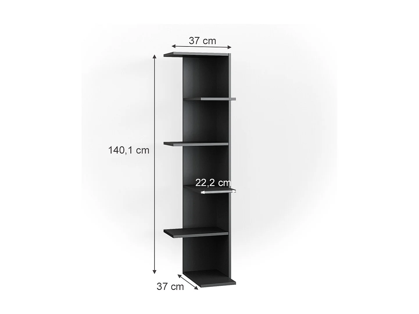 Corner shelf anthracite 37x37x140.1 tera