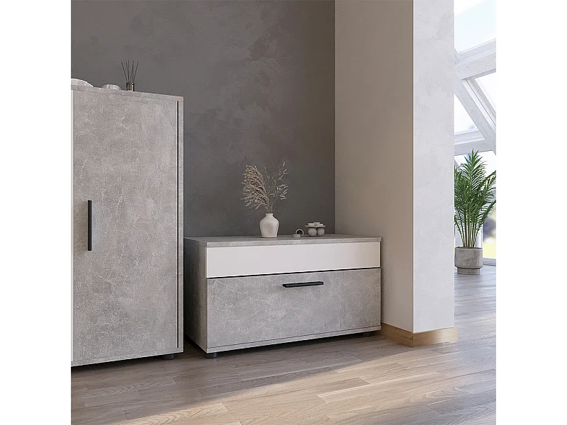 Wohnzimmerschrank beton/weiß 70.8x35.3x38.9 berno