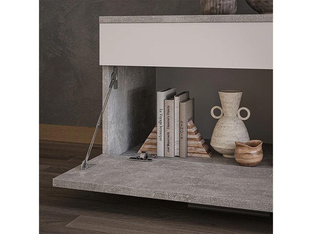 Wohnzimmerschrank beton/weiß 70.8x35.3x38.9 berno