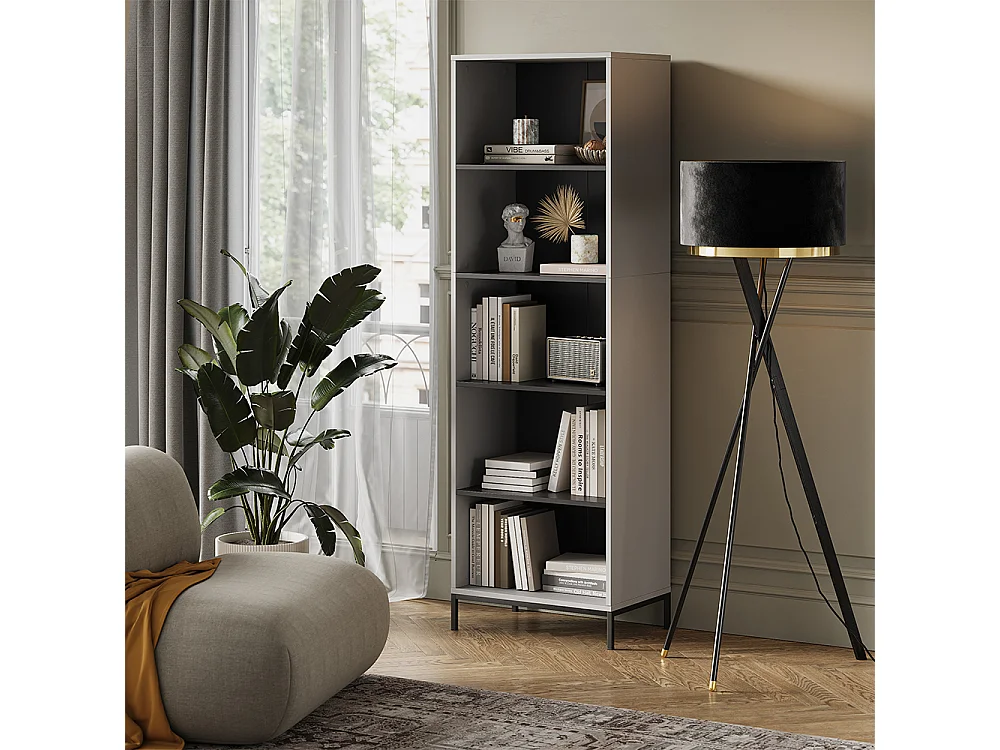 Bücherregal grau 60x40x180 eliza