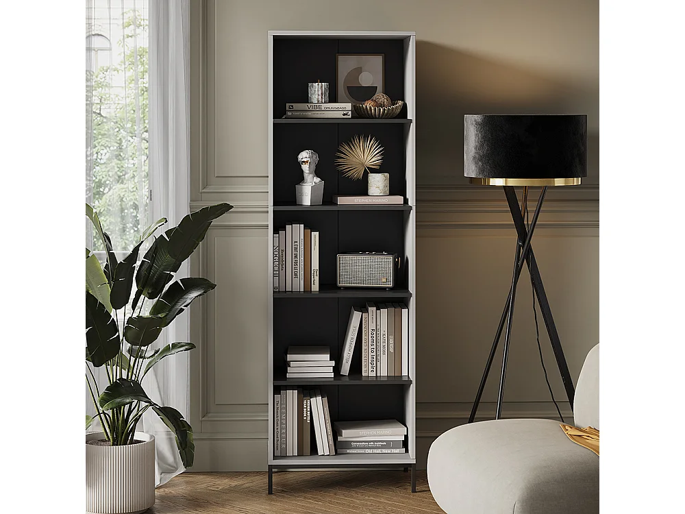 Bibliothèque gris 60x40x180 eliza