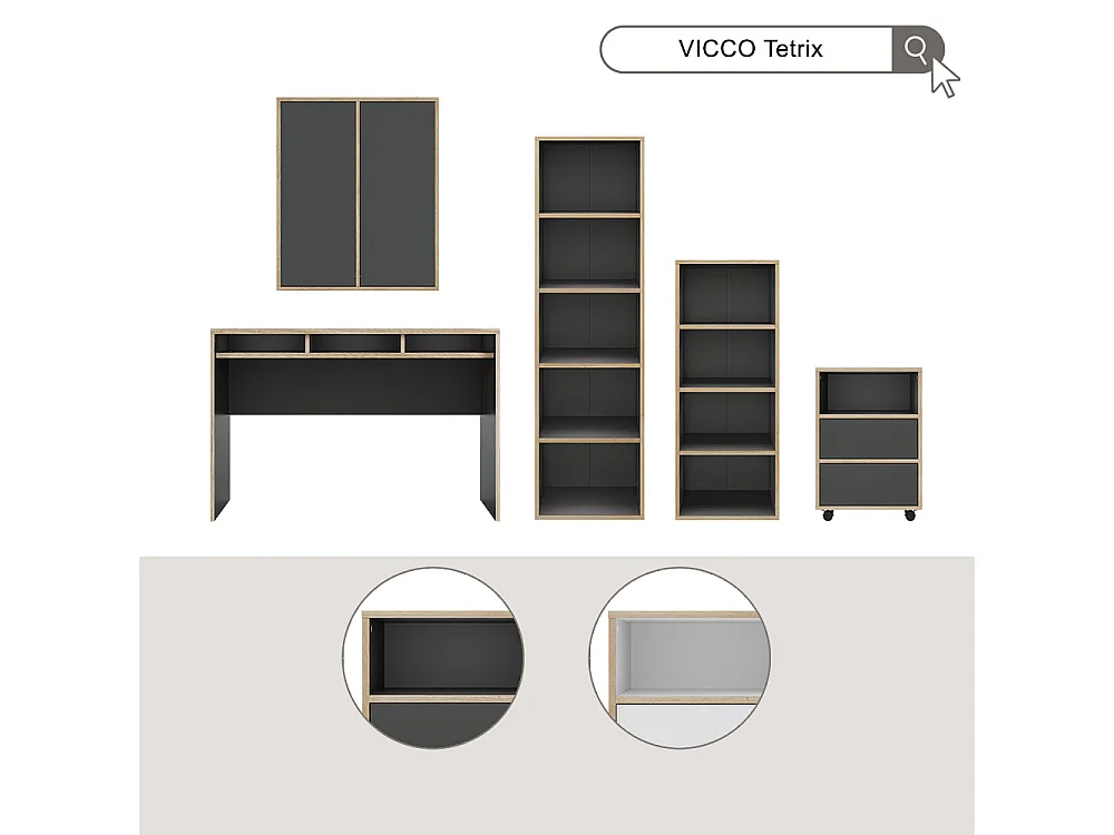 Libreria antracite 40x30x140 tetrix