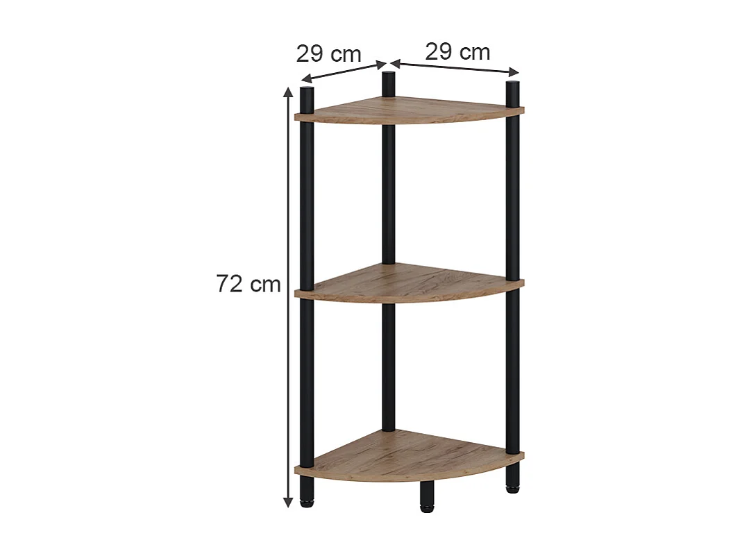 Corner shelf gold power oak/anthracite 29x29x72 bivio
