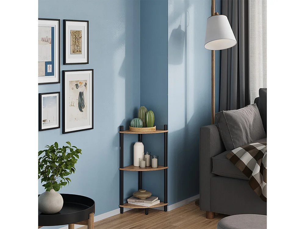 Corner shelf gold power oak/anthracite 29x29x72 bivio