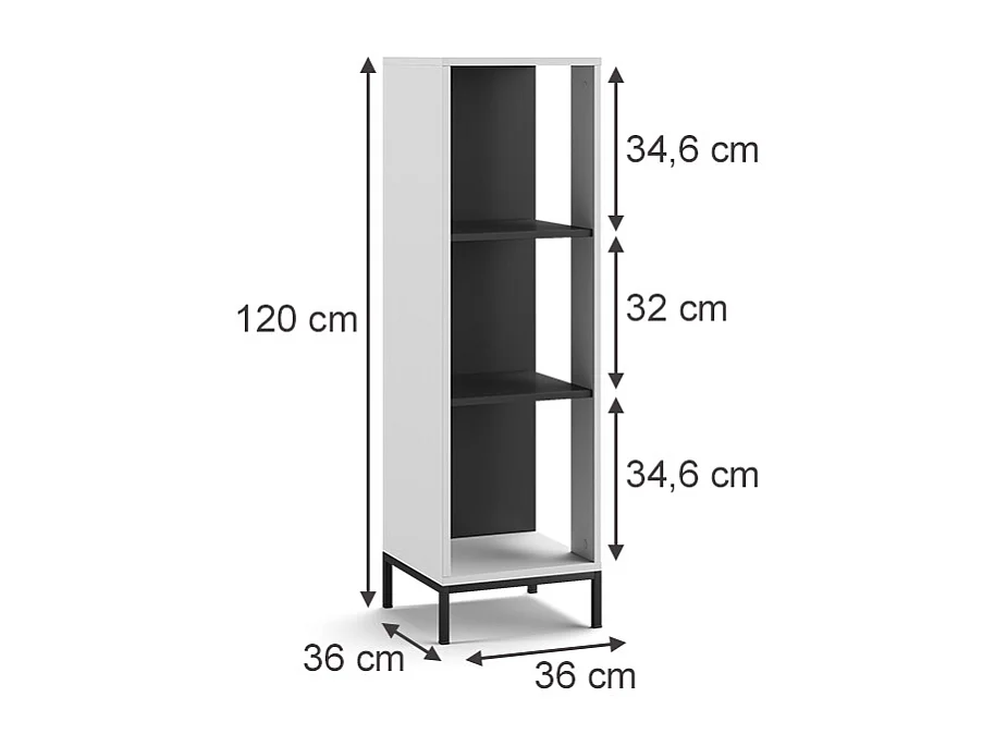 Bücherregal weiß 36x36x120 eliza