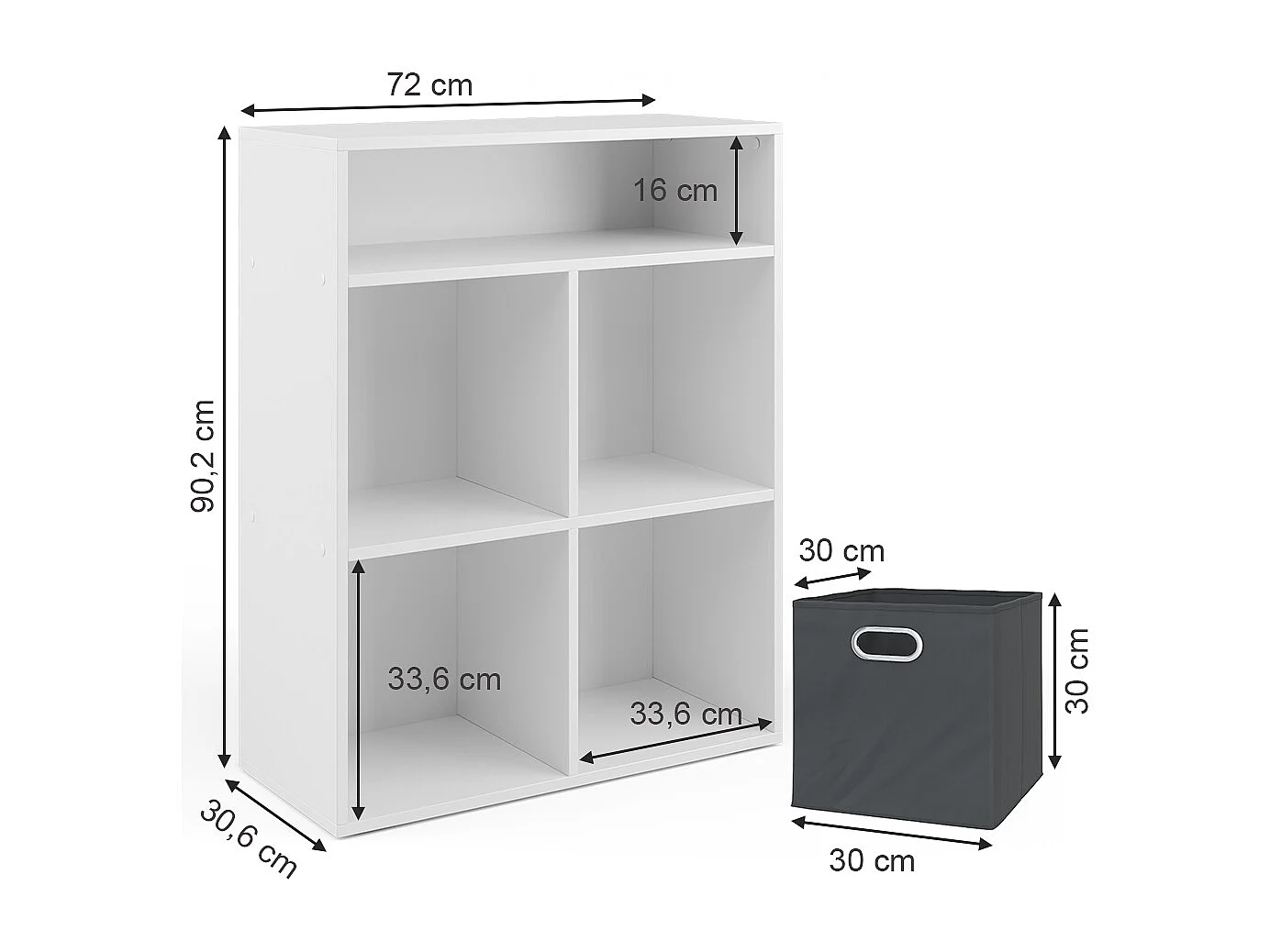 Bücherregal weiß 72x30.6x90.2
