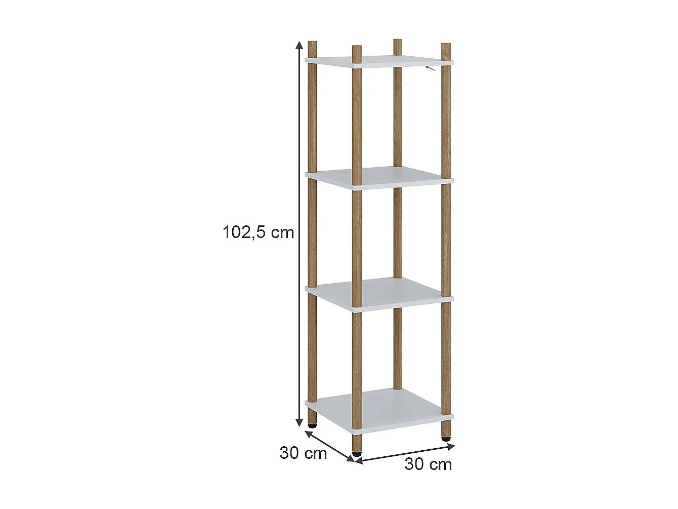 Étagère dangle blanc/pin 30x30x102.5 bivio