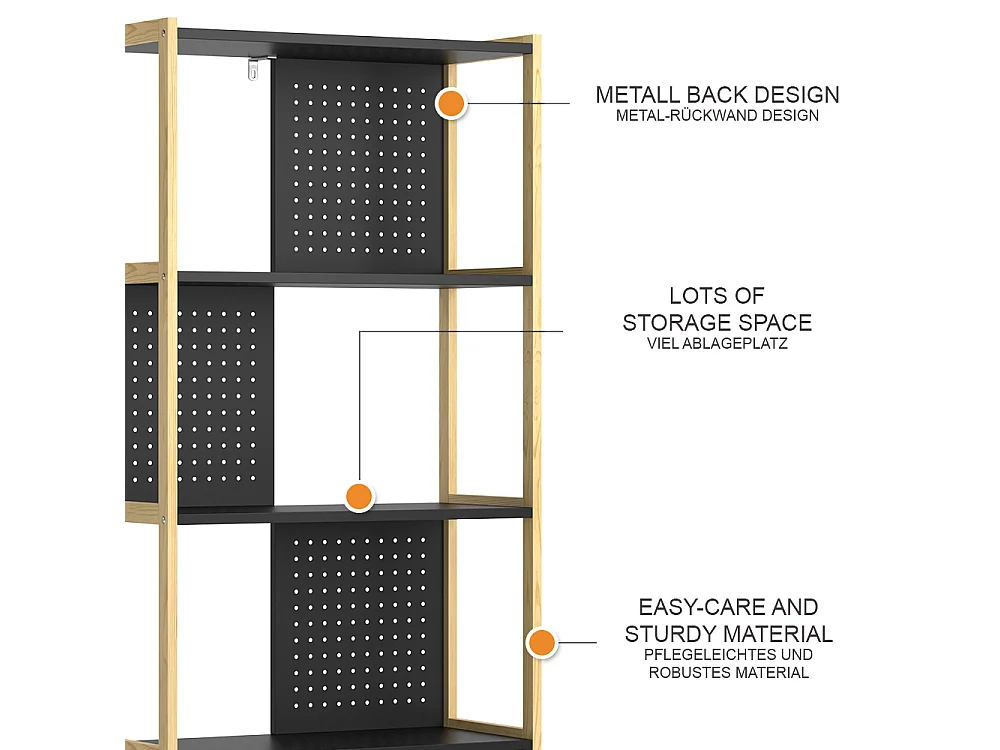 Standregal schwarz 63x28x120 elvia