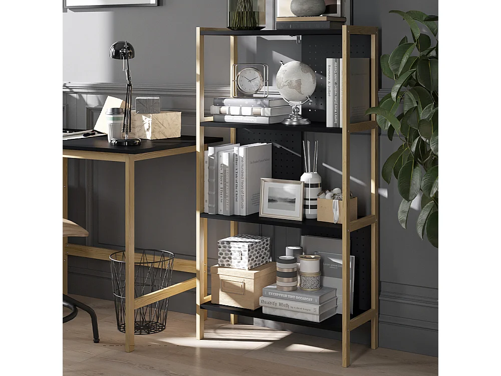 Étagère sur pied noir 63x28x120 elvia