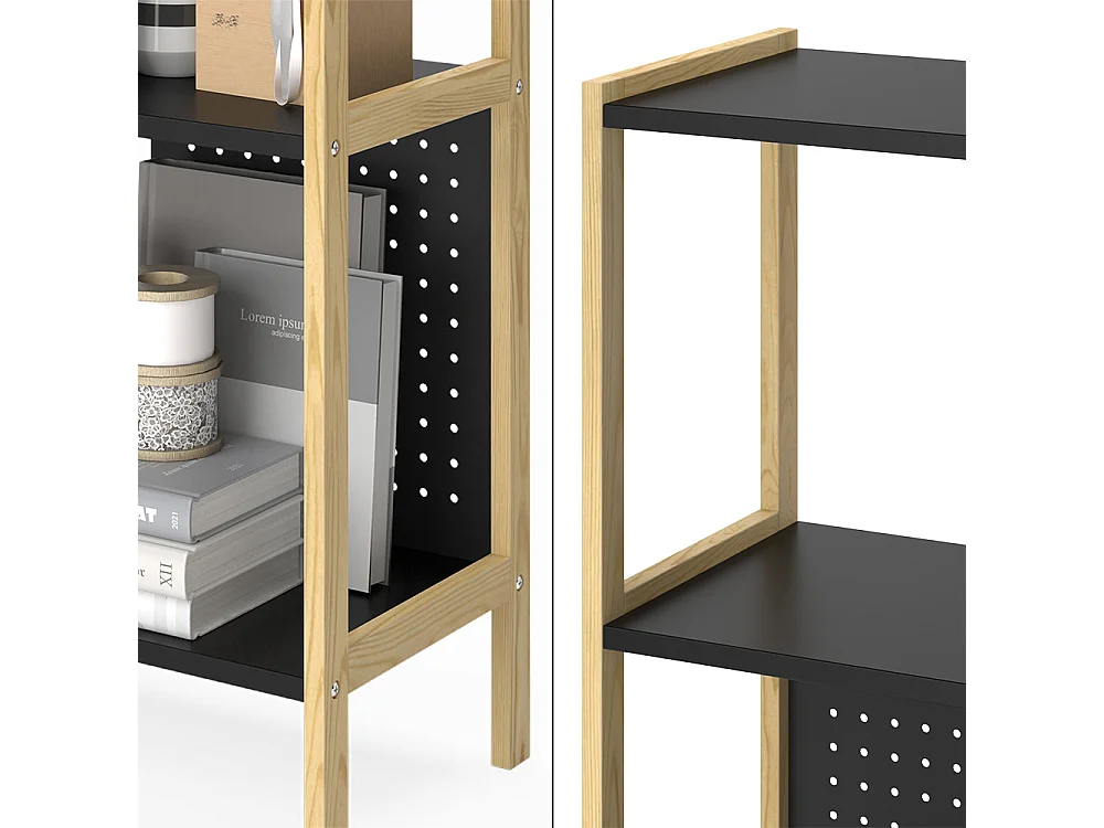 Étagère sur pied noir 63x28x120 elvia