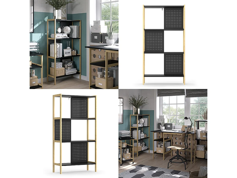 Étagère sur pied noir 63x28x120 elvia