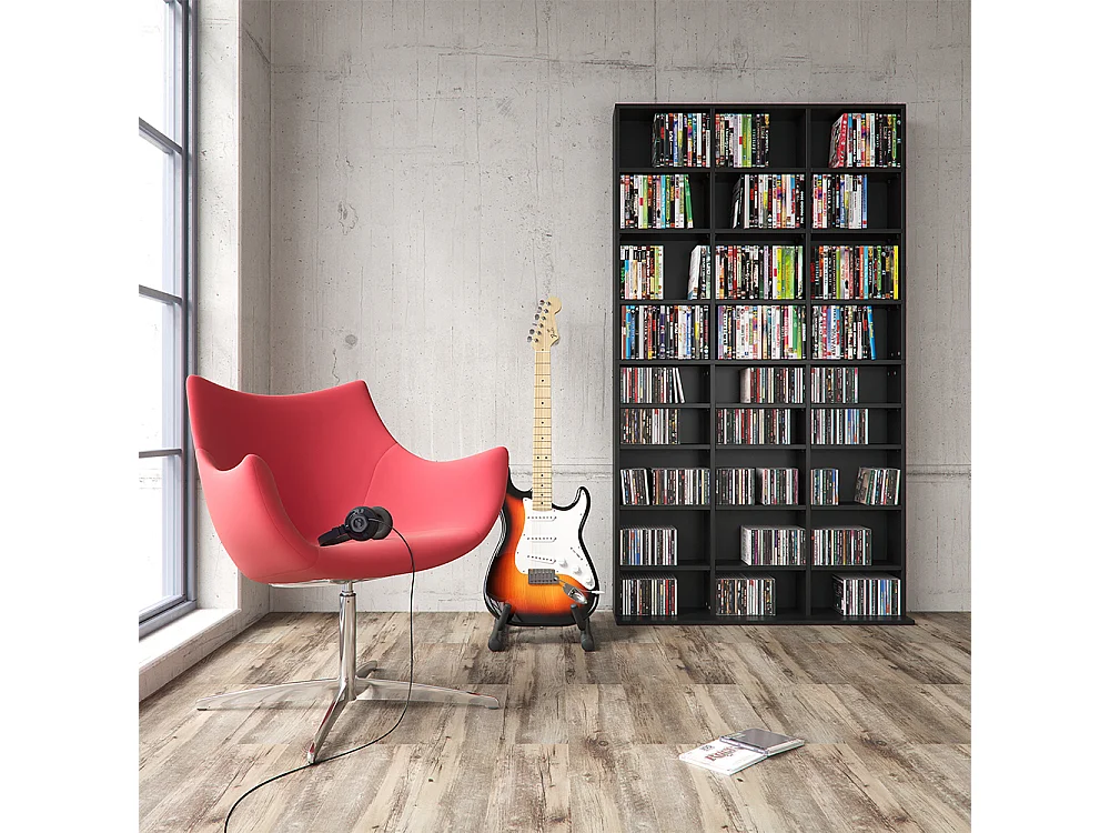 Étagère CD noir 102x16x178 jukebox