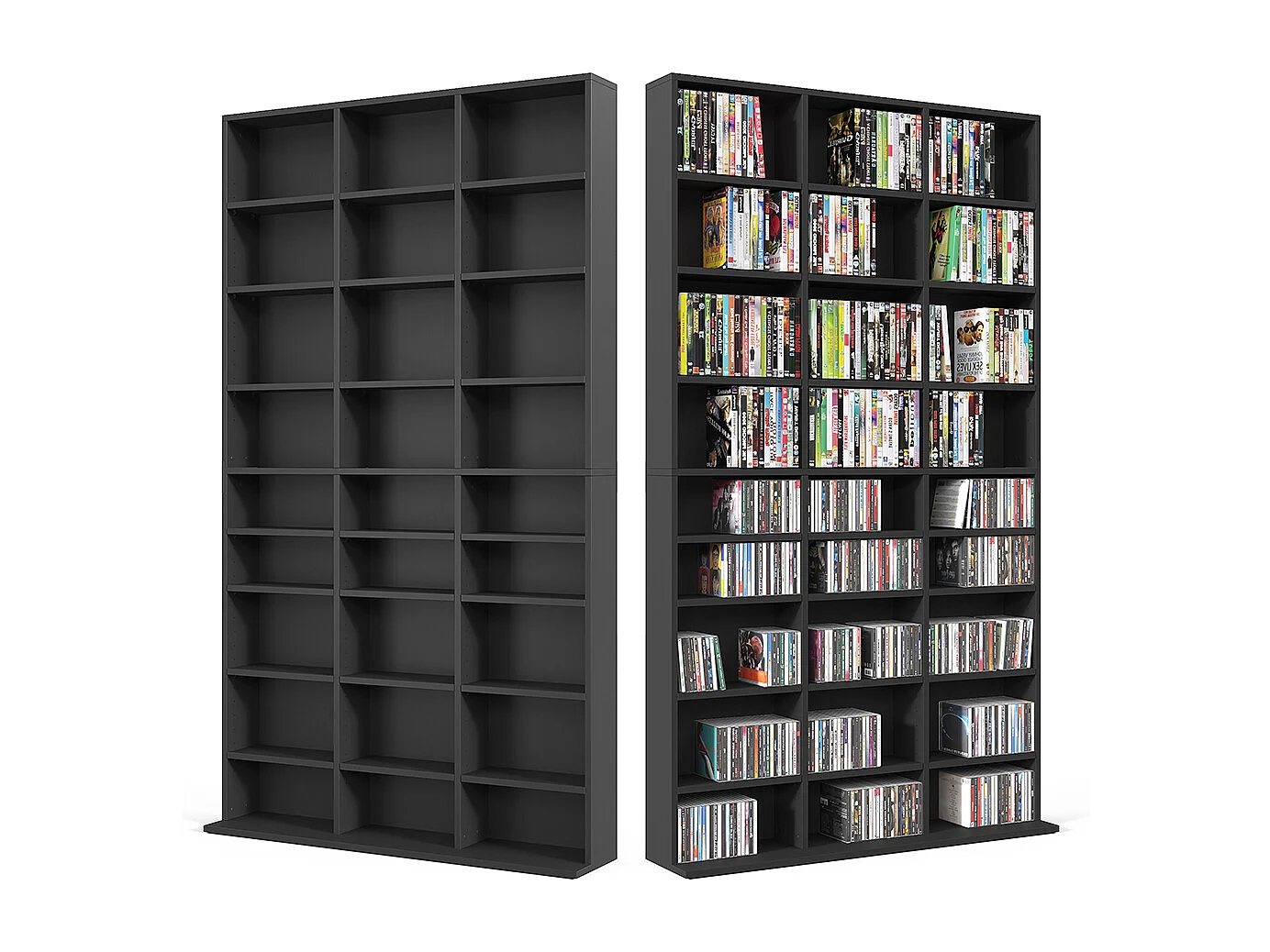 Étagère CD noir 102x16x178 jukebox