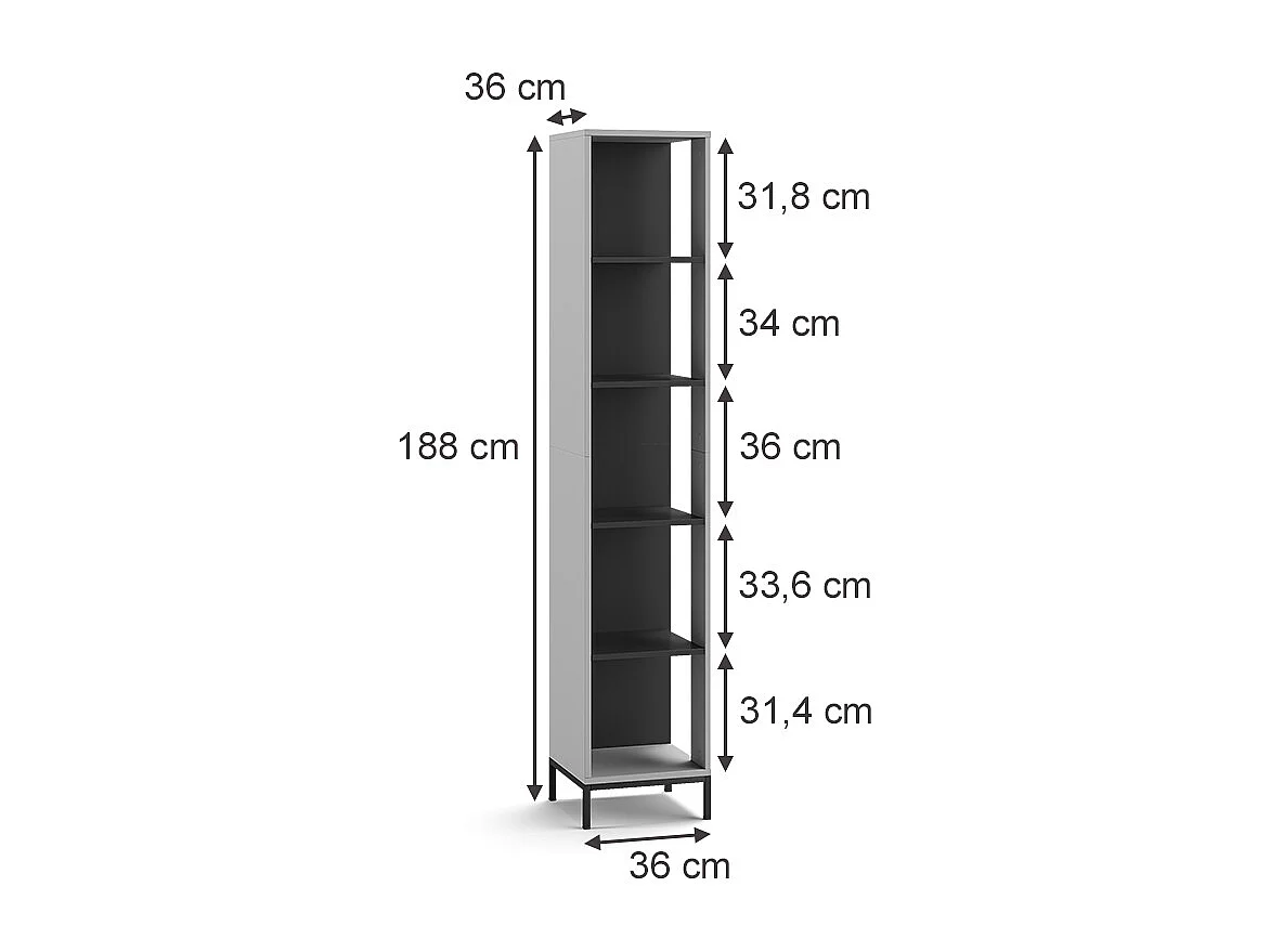 Libreria grigio 36x36x188 eliza