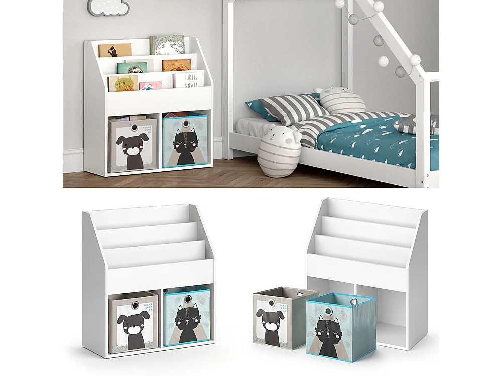 Bibliothèque enfant blanc 72x30.7x79 luigi