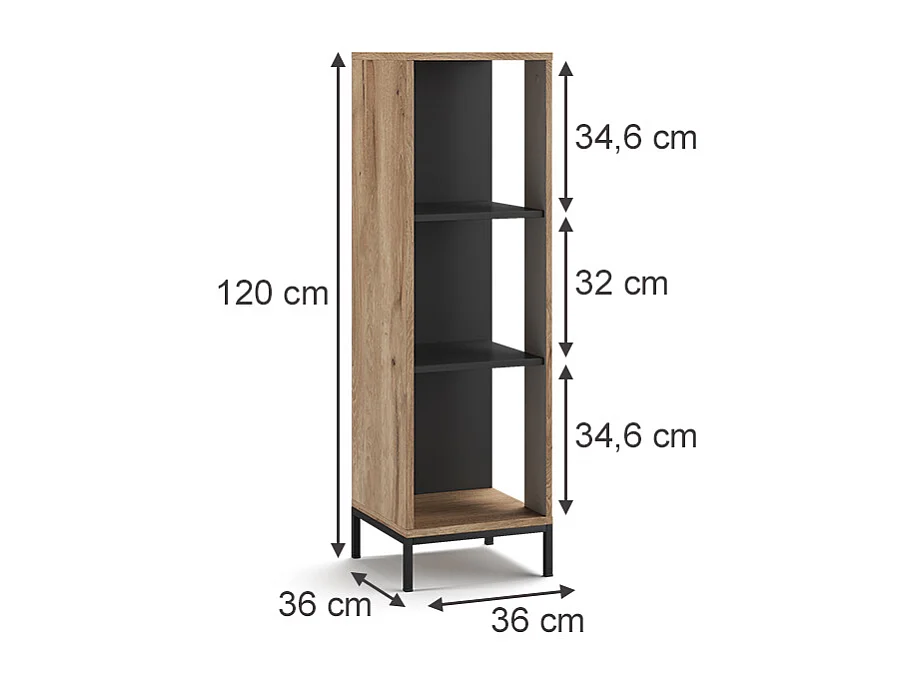 Étagère CD chêne viking 36x36x120 eliza